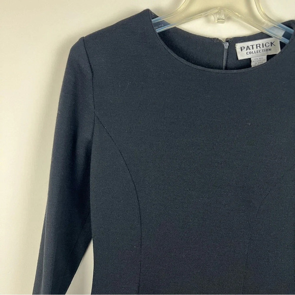 Vintage Knit Wool Black Dress Career Office Professional Small Chic Classic - Picture 10 of 13